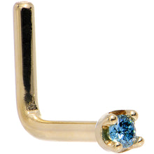 Load image into Gallery viewer, 14k Yellow Gold 2mm Lab Grown Blue Diamond Nose Ring