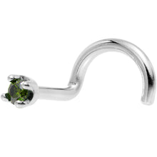 Load image into Gallery viewer, Solid 14K White Gold 1.5mm Genuine Green Diamond Nose Ring