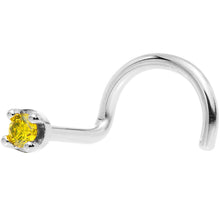 Load image into Gallery viewer, 14k White Gold 2mm Lab Grown Yellow Diamond Nose Ring
