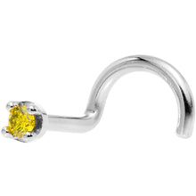 Load image into Gallery viewer, Solid 18K White Gold 1.5mm Genuine Yellow Diamond Nose Ring