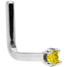 Load image into Gallery viewer, Solid 14K White Gold 1.5mm Genuine Yellow Diamond Nose Ring
