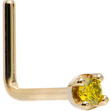 Load image into Gallery viewer, Solid 14K Yellow Gold 1.5mm Genuine Yellow Diamond Nose Ring