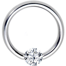 Load image into Gallery viewer, 16G 1/2 Solid 14k White Gold 3mm Clear Cubic Zirconia Tension Captive Ring