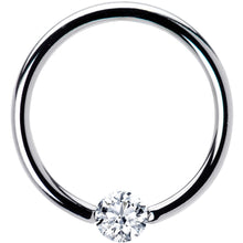 将图片加载到图库查看器,16G 3/8 Solid 14k White Gold 3mm Clear Cubic Zirconia Tension Captive Ring
