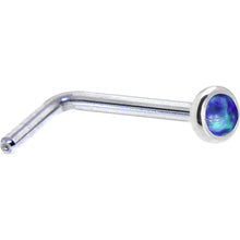 Load image into Gallery viewer, Solid 14K White Gold 2mm Dark Blue Synthetic Opal Nose Ring