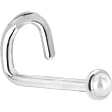 Load image into Gallery viewer, Solid 14K White Gold 2mm Cultured Pearl Nose Ring