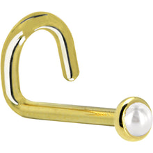 Load image into Gallery viewer, Solid 14K Yellow Gold 2mm Cultured Pearl Nose Ring