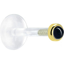 Load image into Gallery viewer, 16G 1/4 Solid 14K Yellow Gold 2mm Genuine Onyx Bioplast Tragus Earring Stud