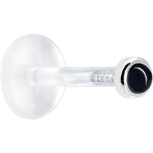 Load image into Gallery viewer, 16G 1/4 Solid 14K White Gold 2mm Genuine Onyx Bioplast Tragus Earring Stud