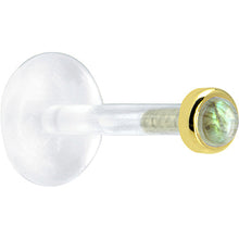 Load image into Gallery viewer, 16G 1/4 Solid 14K Yellow Gold 2mm Genuine Labradorite Bioplast Tragus Earring Stud