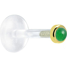 Load image into Gallery viewer, 16G 1/4 Solid 14K Yellow Gold 2mm Genuine Jade Bioplast Tragus Earring Stud