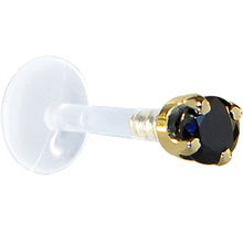 Load image into Gallery viewer, 16G 1/4 Solid 14K Yellow Gold 3mm Black Cubic Zirconia Bioplast Tragus Earring Stud
