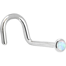 Load image into Gallery viewer, Solid 14K White Gold 2mm Synthetic Opal Nose Ring