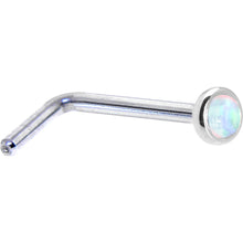 Load image into Gallery viewer, Solid 14K White Gold 2mm Synthetic Opal Nose Ring