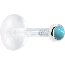 Load image into Gallery viewer, 16G 1/4 Solid 14K White Gold 2mm Genuine Turquoise Bioplast Cartilage Earring Stud
