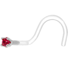Load image into Gallery viewer, 18G 1/4 White Gold 1.5mm Genuine Ruby Bioplast Nose Ring