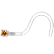 Load image into Gallery viewer, 18G 1/4 White Gold 1.5mm Genuine Citrine Bioplast Nose Ring
