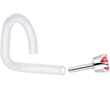 Load image into Gallery viewer, 18G 1/4 White Gold 1.5mm Red Cubic Zirconia Bioplast Nose Ring
