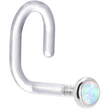 Load image into Gallery viewer, 18G 1/4 White Gold 2mm White Synthetic Opal Bioplast Nose Ring
