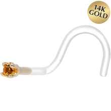 Load image into Gallery viewer, 18G 1/4 Yellow Gold 1.5mm Genuine Citrine Bioplast Nose Ring