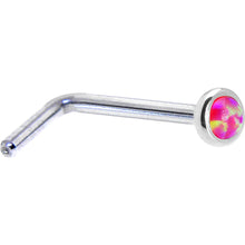 将图片加载到图库查看器,Solid 14K White Gold 2mm Brilliant Pink Synthetic Opal Nose Ring