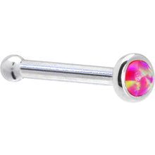 将图片加载到图库查看器,Solid 14K White Gold 2mm Brilliant Pink Synthetic Opal Nose Ring