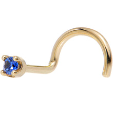 将图片加载到图库查看器,Solid 18K Yellow Gold 1.5mm Genuine Blue Sapphire Nose Ring