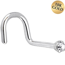 Load image into Gallery viewer, Solid 18K White Gold 1.5mm Genuine Diamond Nose Ring