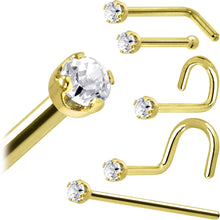 Load image into Gallery viewer, Solid 18K Yellow Gold 1.5mm Genuine Diamond Nose Ring