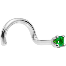 Load image into Gallery viewer, Solid 14K White Gold 1.5mm Genuine Emerald Nose Ring