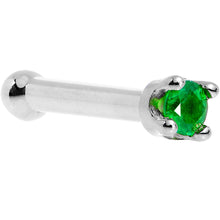 Load image into Gallery viewer, Solid 14K White Gold 1.5mm Genuine Emerald Nose Ring