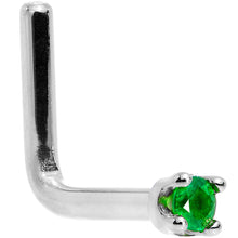 将图片加载到图库查看器,Solid 18K White Gold 1.5mm Genuine Emerald Nose Ring