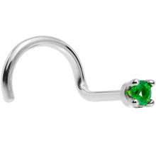 将图片加载到图库查看器,Solid 18K White Gold 1.5mm Genuine Emerald Nose Ring