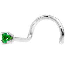 将图片加载到图库查看器,Solid 18K White Gold 1.5mm Genuine Emerald Nose Ring