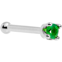 将图片加载到图库查看器,Solid 18K White Gold 1.5mm Genuine Emerald Nose Ring