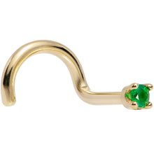 Load image into Gallery viewer, Solid 18K Yellow Gold 1.5mm Genuine Emerald Nose Ring