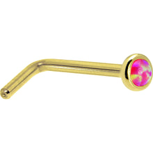 将图片加载到图库查看器,Solid 14K Yellow Gold 2mm Brilliant Pink Synthetic Opal Nose Ring