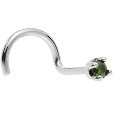 Load image into Gallery viewer, Solid 18K White Gold 1.5mm Genuine Green Diamond Nose Ring