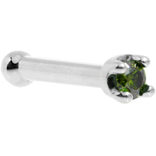 Load image into Gallery viewer, Solid 18K White Gold 1.5mm Genuine Green Diamond Nose Ring