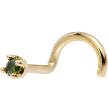 将图片加载到图库查看器,Solid 18K Yellow Gold 1.5mm Genuine Green Diamond Nose Ring