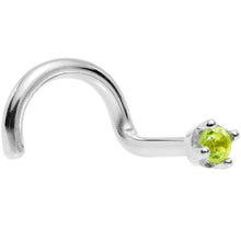 Load image into Gallery viewer, Solid 14K White Gold 1.5mm Genuine Peridot Nose Ring