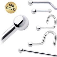 Load image into Gallery viewer, Solid 14K White Gold 1.5mm Ball Nose Ring
