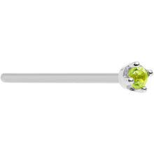 Load image into Gallery viewer, Solid 18K White Gold 1.5mm Genuine Peridot Nose Ring