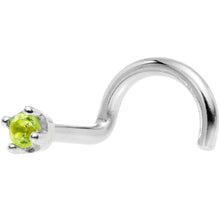 Load image into Gallery viewer, Solid 18K White Gold 1.5mm Genuine Peridot Nose Ring