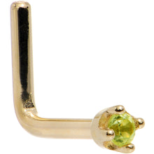 Load image into Gallery viewer, Solid 18K Yellow Gold 1.5mm Genuine Peridot Nose Ring