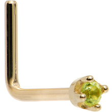 Load image into Gallery viewer, Solid 18K Yellow Gold 1.5mm Genuine Peridot Nose Ring