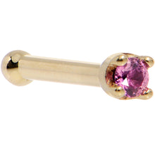 将图片加载到图库查看器,Solid 18K Yellow Gold 1.5mm Genuine Pink Sapphire Nose Ring