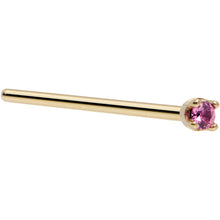 Load image into Gallery viewer, Solid 14K Yellow Gold 1.5mm Genuine Pink Sapphire Nose Ring