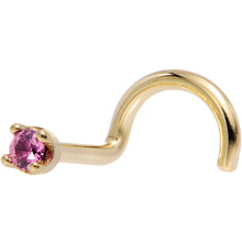 Load image into Gallery viewer, Solid 14K Yellow Gold 1.5mm Genuine Pink Sapphire Nose Ring