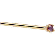 Load image into Gallery viewer, Solid 18K Yellow Gold 1.5mm Genuine Purple Diamond Nose Ring
